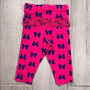3-6m ruffled butt pink and navy bow leggings